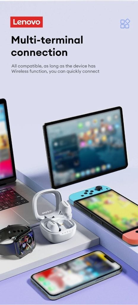 Lenovo XT62 - Ecouteurs Sans Fil Bluetooth 5.3 - Blanc