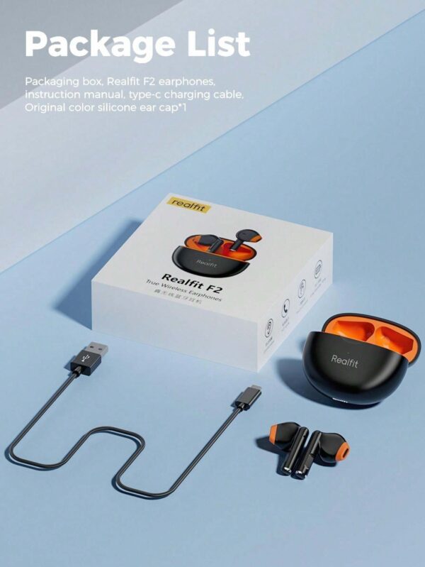 Realfit F2 - Ecouteurs Bluetooth - Noir / Orange – Image 6
