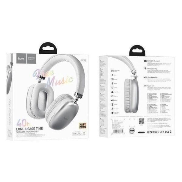 Hoco W35 - Casque Sans Fil Bluetooth 5.3 avec 40h d'Autonomie - Gris – Image 5