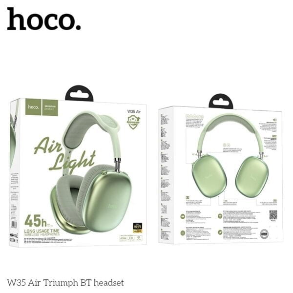 Hoco. W35 AIR – Casque Bluetooth 5.3 Avec 45h d’Autonomie - Vert – Image 4