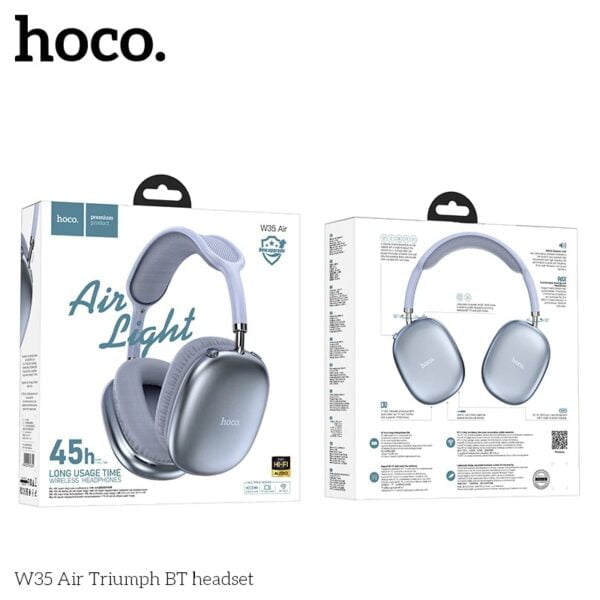 Hoco. W35 AIR – Casque Bluetooth 5.3 Avec 45h d’Autonomie - Bleu – Image 5