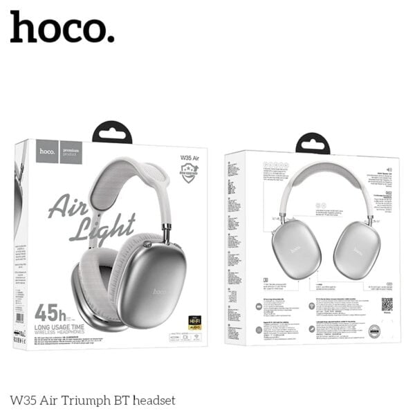 Hoco. W35 AIR – Casque Bluetooth 5.3 Avec 45h d’Autonomie - Gris – Image 6