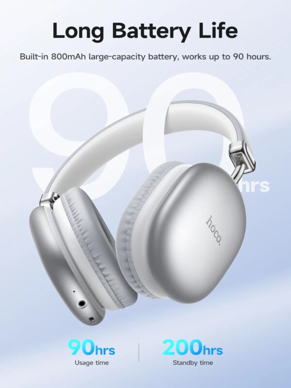 Hoco W35 Max Original - Casque Sans Fil Bluetooth 5.3 avec 90H d'autonomie - Gris – Image 2