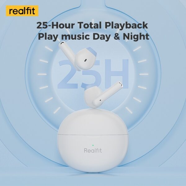 Realfit F2 - Ecouteurs Bluetooth - Blanc / Bleu – Image 3