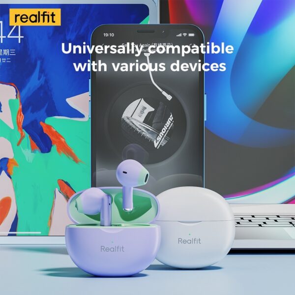 Realfit F2 - Ecouteurs Bluetooth - Blanc / Bleu – Image 2