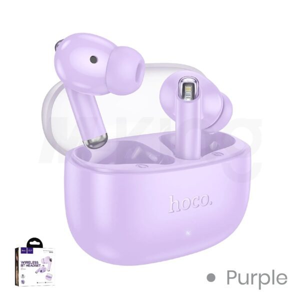 Hoco. EQ12 - Ecouteurs Bluetooth 5.3 avec 32h d'Autonomie - Mauve – Image 3