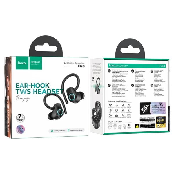 Hoco EQ8 - Écouteurs Bluetooth 5.3 - 7h d'Autonomie Non-Stop - Noir – Image 10