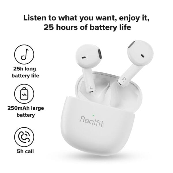 RealFit F1 - Écouteurs Bluetooth 5.3 - Blanc – Image 5
