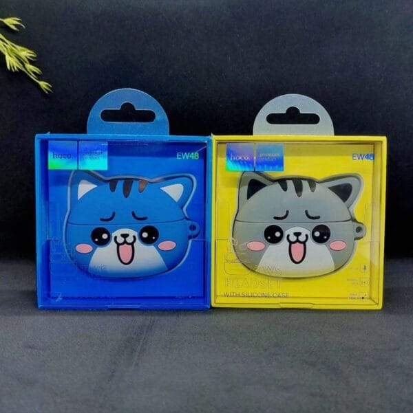 Hoco EW48 Cute Cat - Écouteurs Bluetooth 5.3 + Anti-Choc - Bleu – Image 5