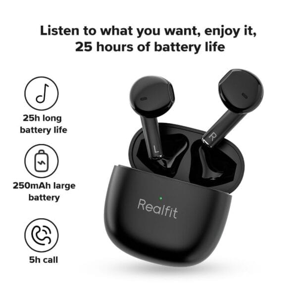RealFit F1 - Écouteurs Bluetooth 5.3 - Noir – Image 3