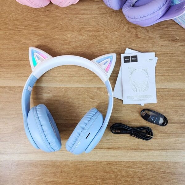 Hoco W42 - Casque Bluetooth 5.3 avec Éclairage RGB - Bleu