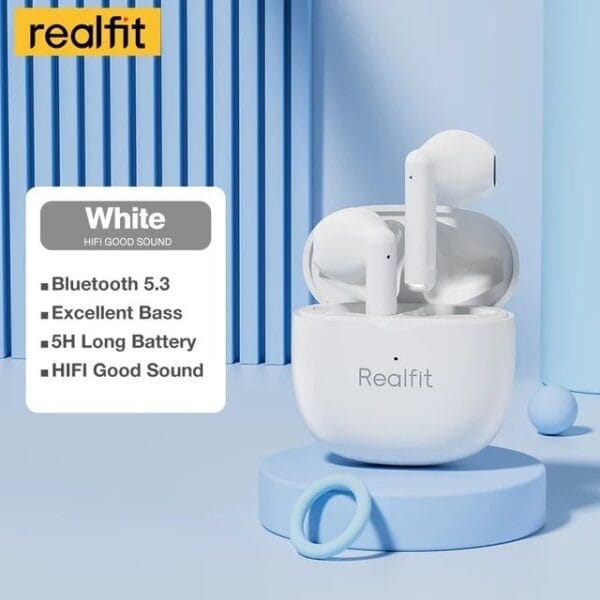 RealFit F1 - Écouteurs Bluetooth 5.3 - Blanc