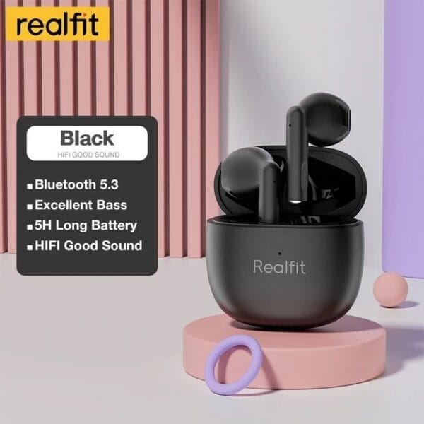 RealFit F1 - Écouteurs Bluetooth 5.3 - Noir