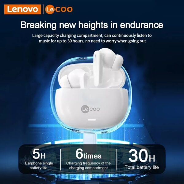 Lenovo LeCOO EW322 - Ecouteurs Sans Fil Bluetooth 5.3 - Blanc – Image 2