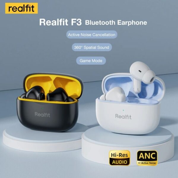 REALFIT F3 - Ecouteurs bluetooth 5.4 - ANC / Transparency Mode + 4 Micros ENC - Rose – Image 5