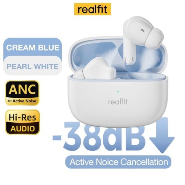 REALFIT F3 - Ecouteurs bluetooth 5.4 - ANC / Transparency Mode + 4 Micros ENC - Blanc