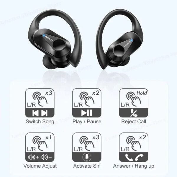 Lenovo LP75 – Écouteurs Bluetooth 5.3 avec ANC & 6h d’Autonomie  – Noir – Image 6