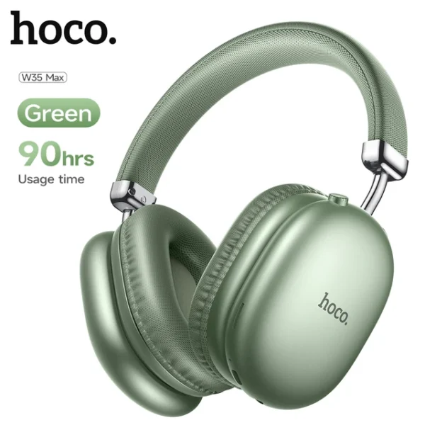 Hoco. W35 Max Original - Casque Bluetooth 5.3 avec 90H d'autonomie - Vert – Image 2