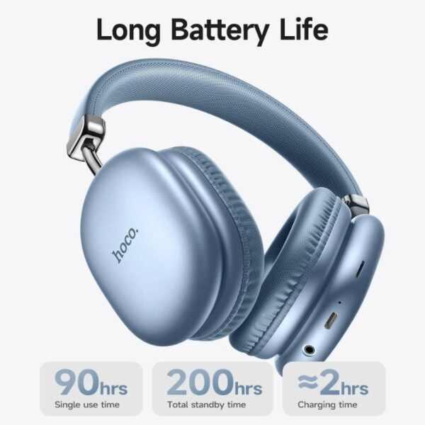 Hoco. W35 Max Original - Casque Bluetooth 5.3 avec 90H d'autonomie - Bleu – Image 5