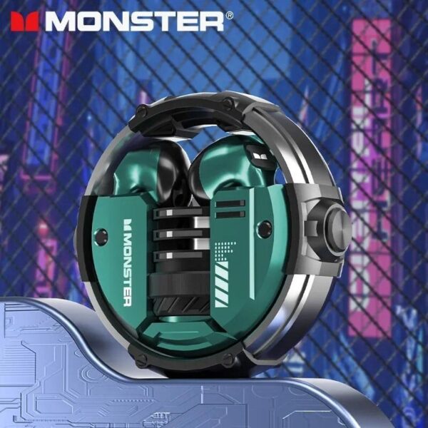 Monster Airmars XKT10 – Ecouteurs Gaming Bluetooth 5.3 - Double Mode - Vert