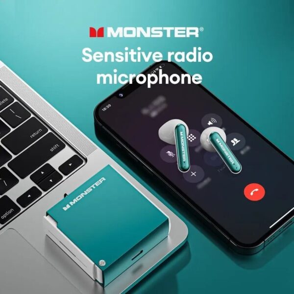 Monster Airmars XKT17 - Écouteurs Gaming Bluetooth 5.3 – Vert – Image 3