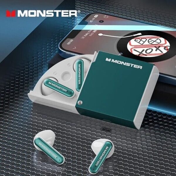 Monster Airmars XKT17 - Écouteurs Gaming Bluetooth 5.3 – Vert