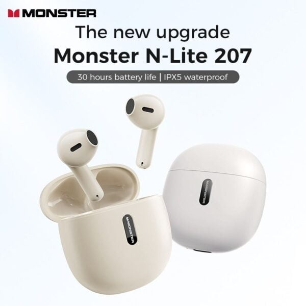 Monster N-LITE 207 - Ecouteurs Bluetooth 5.4 with ENC/AI Smart Call - Beige – Image 7