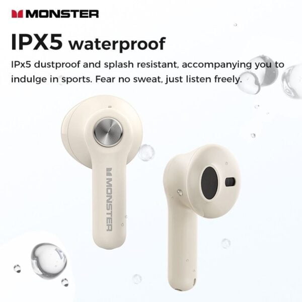 Monster N-LITE 207 - Ecouteurs Bluetooth 5.4 with ENC/AI Smart Call - Beige – Image 3