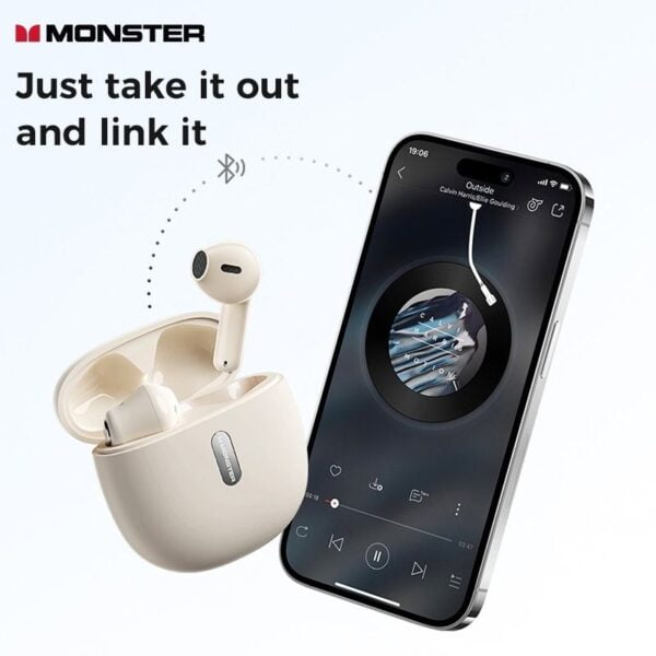 Monster N-LITE 207 - Ecouteurs Bluetooth 5.4 with ENC/AI Smart Call - Beige – Image 2
