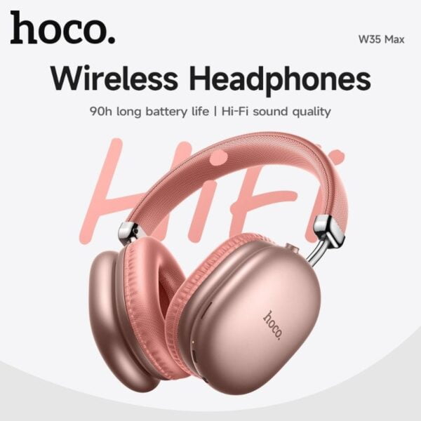 Hoco. W35 Max Original - Casque Bluetooth 5.3 avec 90H d'autonomie - Rose