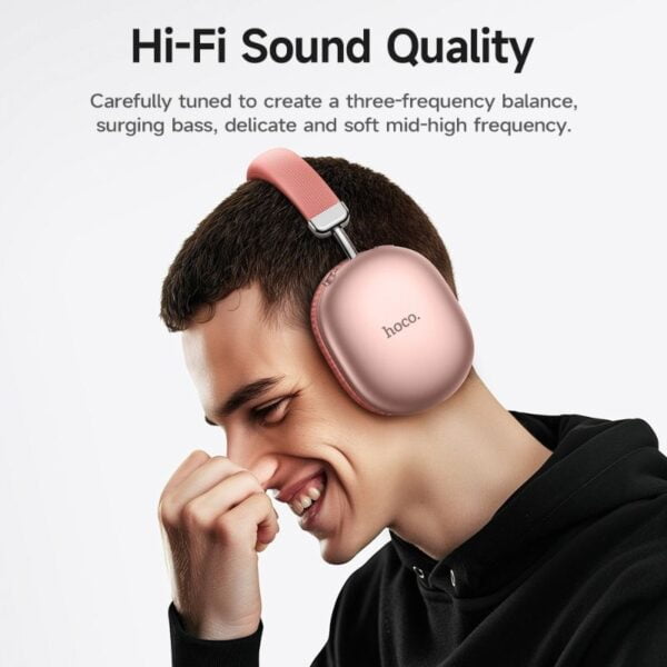 Hoco. W35 Max Original - Casque Bluetooth 5.3 avec 90H d'autonomie - Rose – Image 3