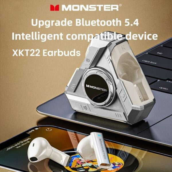 Monster Airmars XKT22 - Ecouteurs Gaming Bluetooth 5.4 with ANC - Silver – Image 4