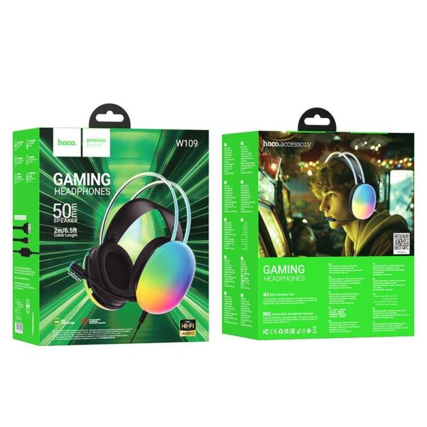 Hoco W109 - Casque Gaming avec Eclairage RGB - Noir – Image 5