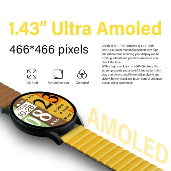Kieslect K11 Pro By Xiaomi - Smart Watch 1,43" Ultra Amoled - Café-Jaune / Noir – Image 11