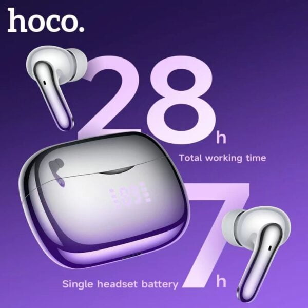 Hoco EQ16 [ ANC + ENC ] - Ecouteurs Bluetooth 5.3 with Transparency Mode & LED - Mauve/Blanc – Image 2