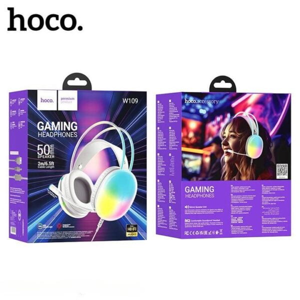 Hoco W109 - Casque Gaming avec Eclairage RGB - Blanc