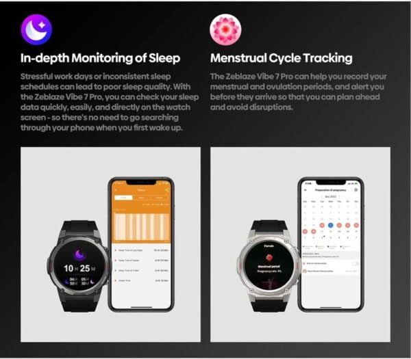 ZEBLAZE VIBE 7 PRO - SmartWatch Bluetooth Ecran 1,43" Ultra HD AMOLED Display - Noir – Image 8