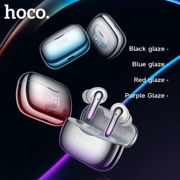 Hoco EQ16 [ ANC + ENC ] - Ecouteurs Bluetooth 5.3 with Transparency Mode & LED - Mauve/Blanc – Image 3