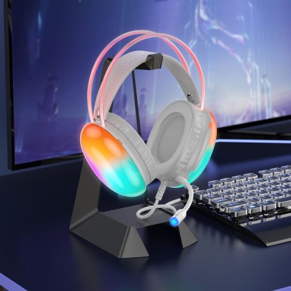 Hoco W109 - Casque Gaming avec Eclairage RGB - Blanc – Image 2
