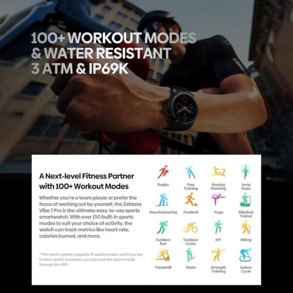 ZEBLAZE VIBE 7 PRO - SmartWatch Bluetooth Ecran 1,43" Ultra HD AMOLED Display - Noir – Image 9