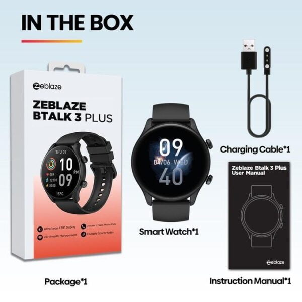 ZEBLAZE BTALK 3 PLUS - SmartWatch Bluetooth 5.2 Ecran HD 1,39" Incurvé - Noir – Image 11