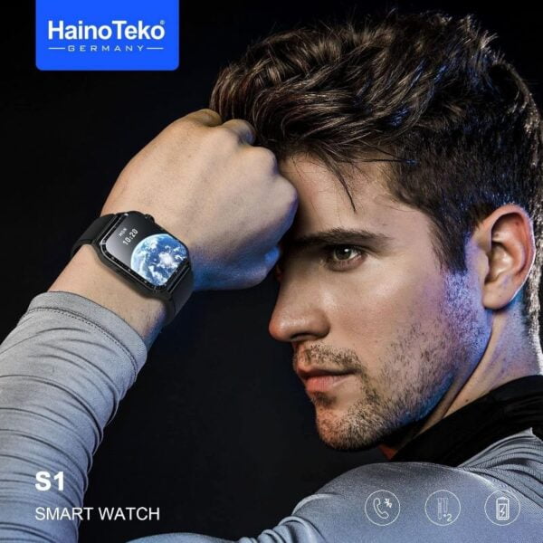 HainoTeko S1 - SmartWatch Bluetooth avec 2 Bracelets Cuir & Silicone - Noir – Image 2