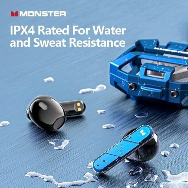 Monster Airmars XKT09 – Ecouteurs Gaming Bluetooth 5.3 – Double Mode – Bleu – Image 11
