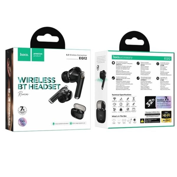 Hoco. EQ12 - Ecouteurs Bluetooth 5.3 avec 32h d'Autonomie - Noir – Image 8