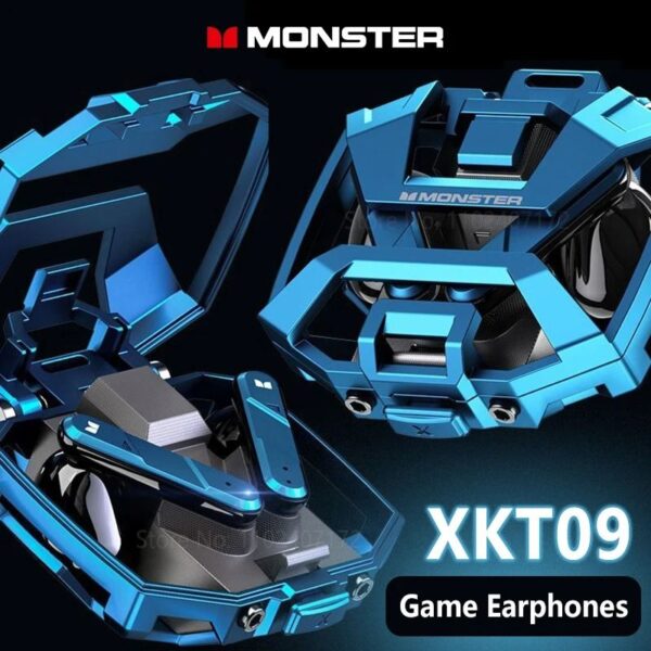 Monster Airmars XKT09 – Ecouteurs Gaming Bluetooth 5.3 – Double Mode – Bleu – Image 2