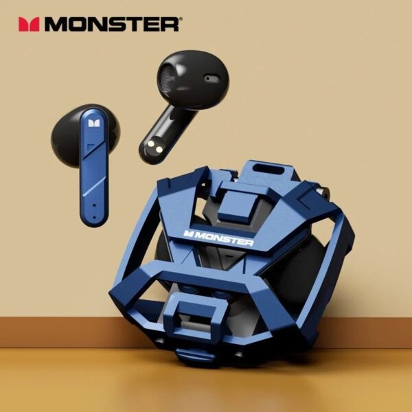 Monster Airmars XKT09 – Ecouteurs Gaming Bluetooth 5.3 – Double Mode – Bleu
