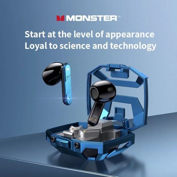 Monster Airmars XKT09 – Ecouteurs Gaming Bluetooth 5.3 – Double Mode – Bleu – Image 7