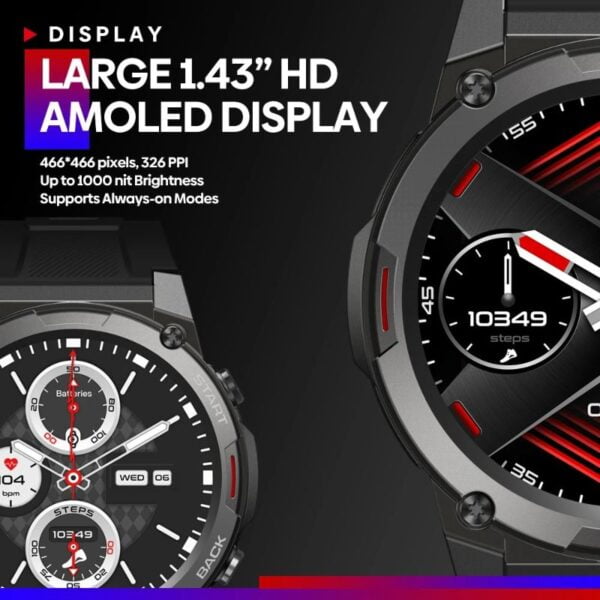 ZEBLAZE VIBE 7 PRO - SmartWatch Bluetooth Ecran 1,43" Ultra HD AMOLED Display - Noir – Image 4