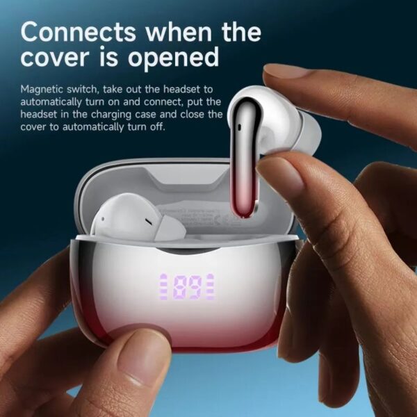 Hoco EQ16 [ ANC + ENC ] - Ecouteurs Bluetooth 5.3 with Transparency Mode & LED - Mauve/Blanc – Image 14