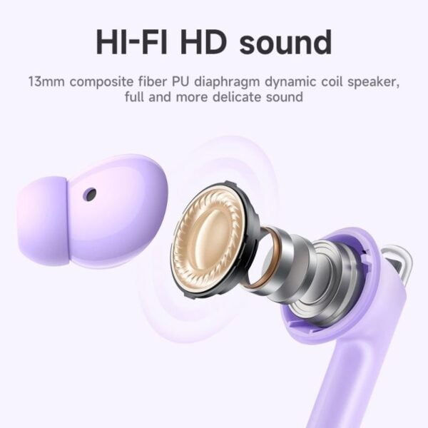 Hoco. EQ12 - Ecouteurs Bluetooth 5.3 avec 32h d'Autonomie - Mauve – Image 6